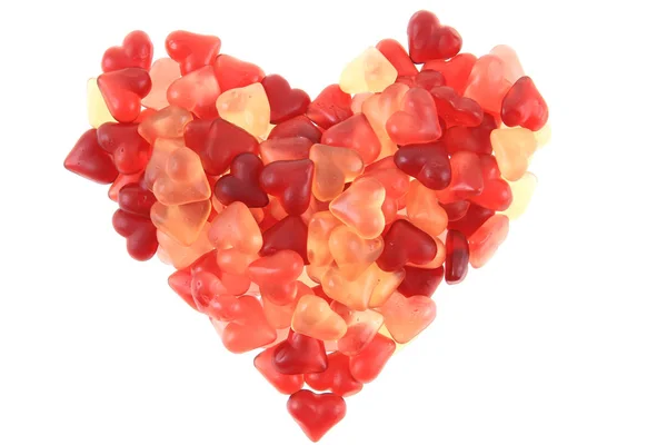 Jelly godis hjärtan som stort hjärta — Stockfoto