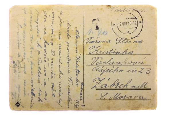 Stara pocztówka na białym tle — Zdjęcie stockowe