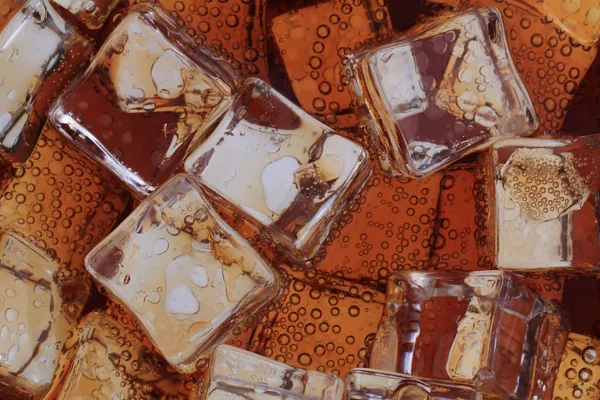 Bebida de cola con textura de cubitos de hielo —  Fotos de Stock