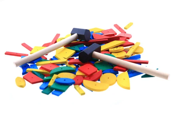 Color wooden toy shapes — Stock Photo, Image