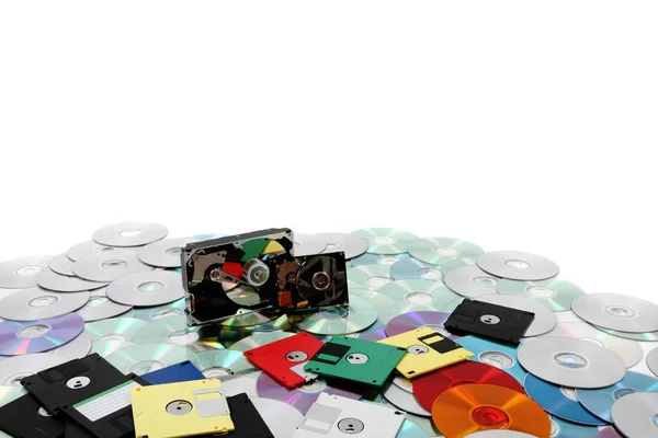 Sabit disk, floppy disk ve CD-ROM'u — Stok fotoğraf