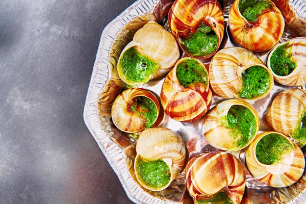 Escargots comme belle cuisine gastronomique française — Photo