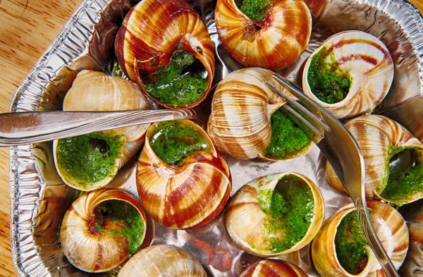 Escargots comme beau fond gastronomique — Photo