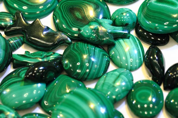 Green malachite mineral collection — Stock Photo, Image
