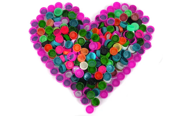 Heart from color caps — Stock Photo, Image