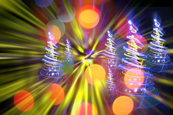 Christmas tree from color lights — Stock Photo, Image