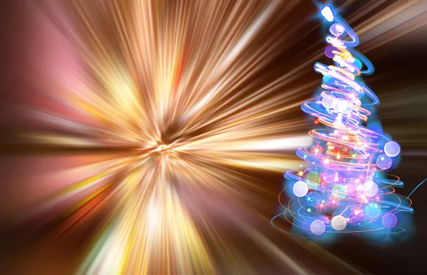 色のライトからのクリスマス ツリー — ストック写真