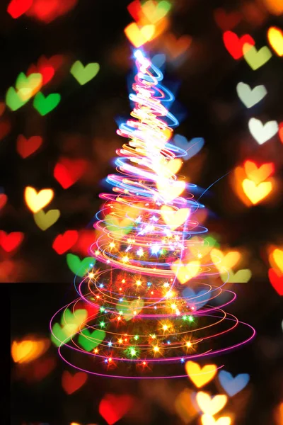 Árvore de natal de luzes de cor — Fotografia de Stock
