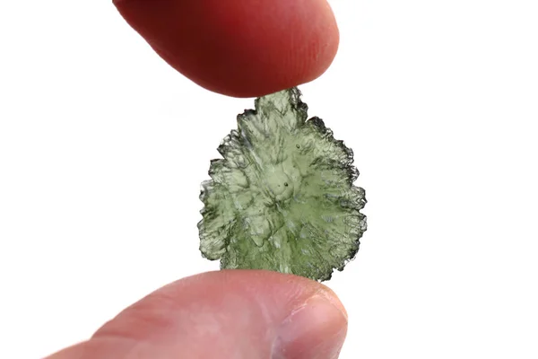 Mineral de moldavita verde de la República Checa aislado —  Fotos de Stock