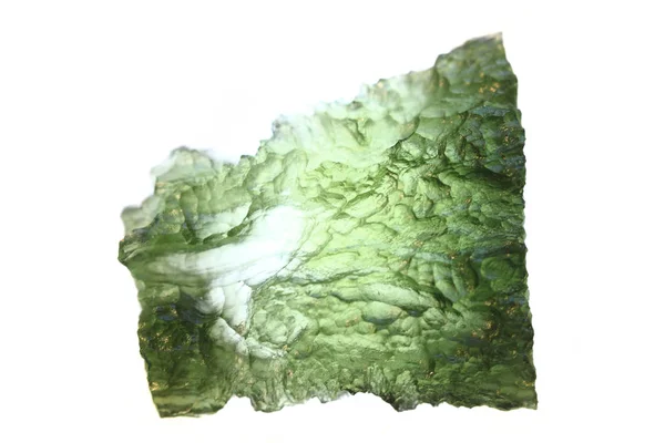 Minerale moldavite verde dalla repubblica ceca isolato — Foto Stock