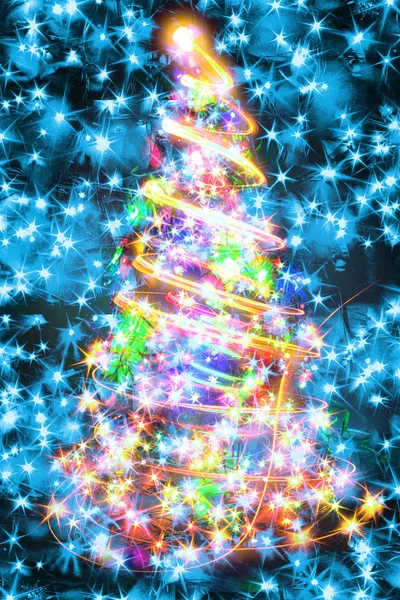 从颜色灯圣诞树 — 图库照片