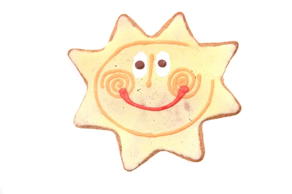 Sun as christmas gingerbread isolated — Stock Photo, Image
