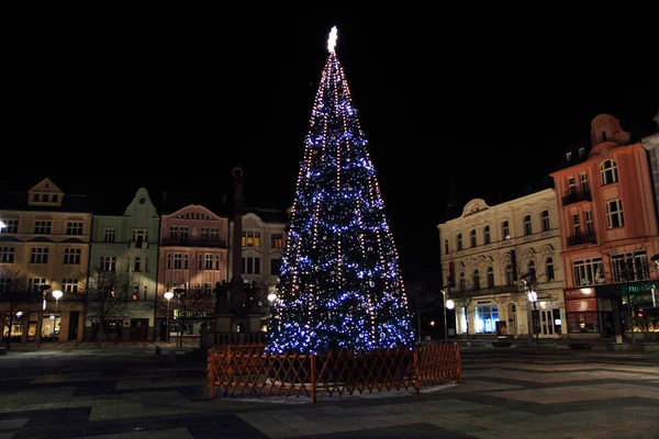 Árvore de natal na cidade de Ostrava — Fotografia de Stock