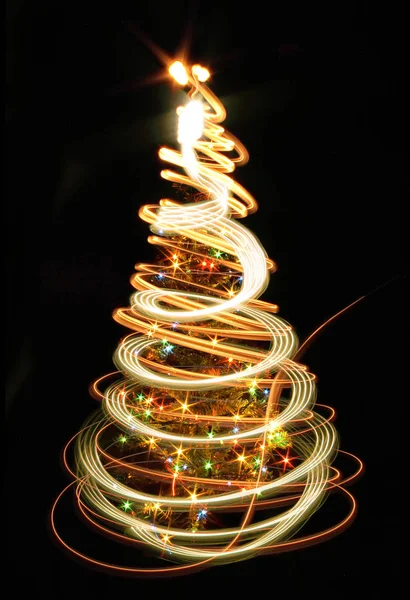 Christmas tree from the color lights — Stock Photo, Image