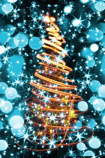 Christmas tree from the color lights — Stock Photo, Image