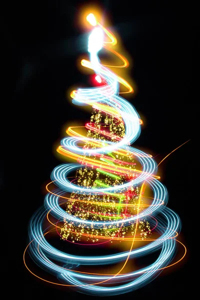 Árvore de Natal das luzes de cor — Fotografia de Stock