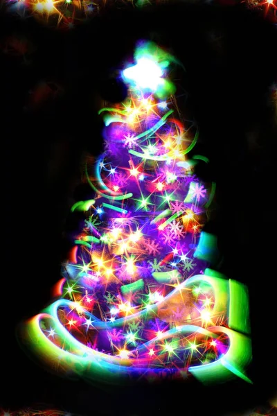 Arbre de Noël des lumières de couleur — Photo