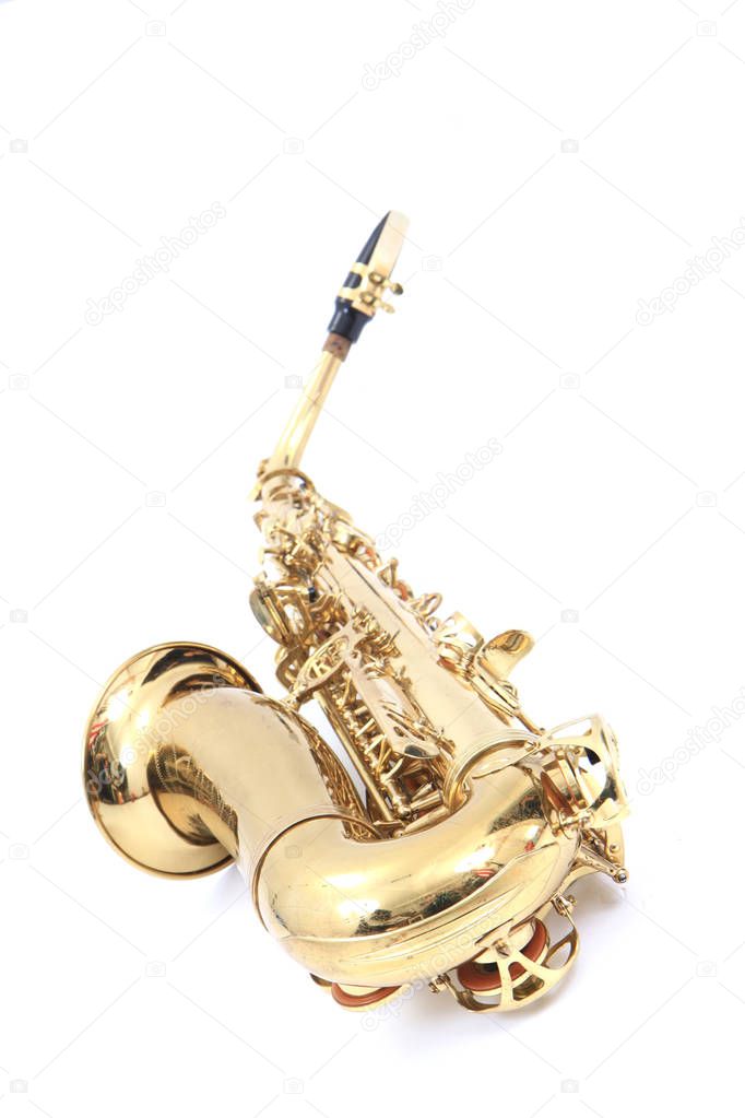 shiny saxophone isolated on the white background