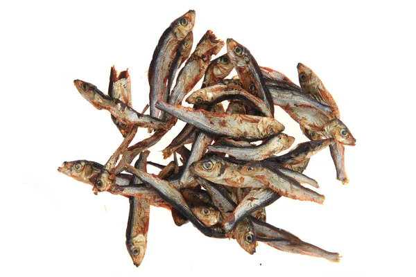 Peces de anchoa secos aislados — Foto de Stock