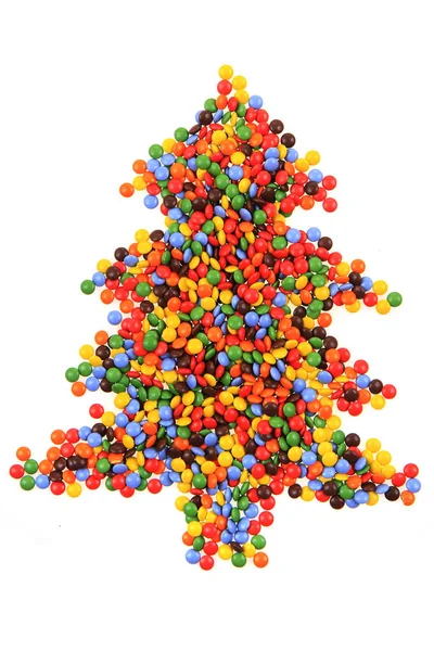 Vánoční stromeček z barevné Lentilky, samostatný — Stock fotografie