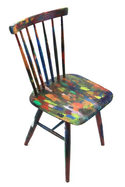 Rainbow wooden chair isolated — Stock Photo, Image