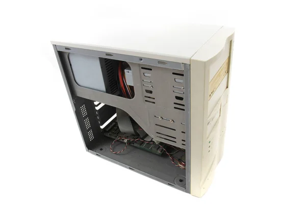 Vecchio Case Del Computer Isolato Sullo Sfondo Bianco — Foto Stock