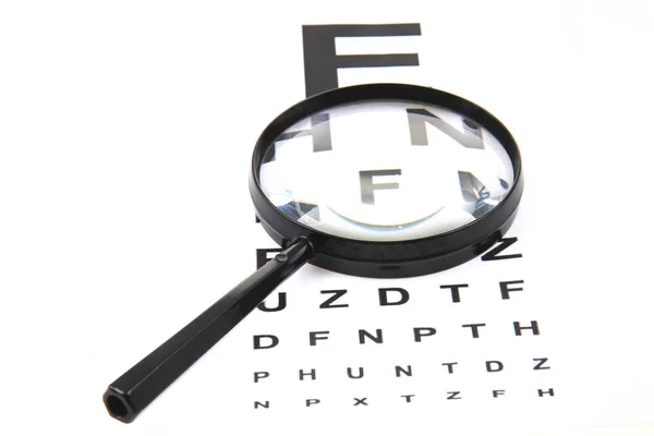 Teste Óptico Lupa Diferente Óculos Isolados Fundo Branco — Fotografia de Stock
