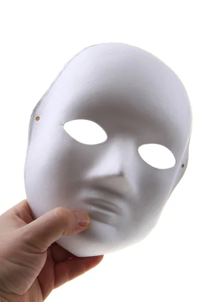Maschera di carta bianca isolato — Foto Stock