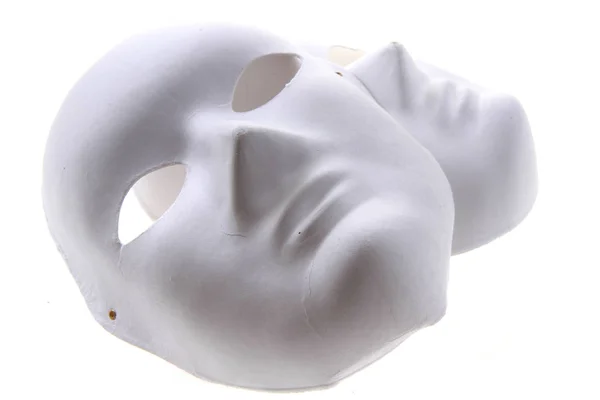 Máscaras de papel branco isolado — Fotografia de Stock