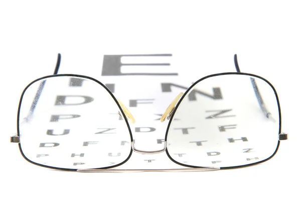 Brillen Optische Test Geïsoleerd Witte Achtergrond — Stockfoto