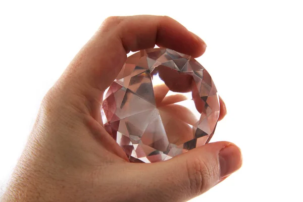 Big diamond in human hand — Stock Photo, Image