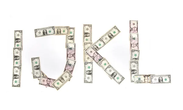 Dollar geld bankbiljet alfabet — Stockfoto