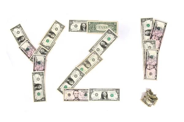 Dolar peníze bankovek abeceda — Stock fotografie