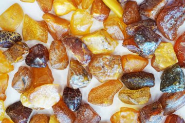 Sarı kehribar mineral koleksiyon doku