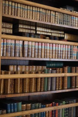 Güzel bir geçmiş olarak eski kitaplığın ayrıntıları