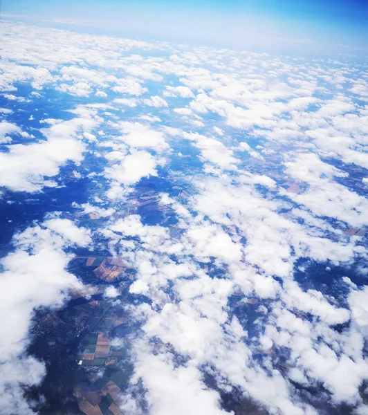 Nuvens Céu Aeronave Como Fundo Muito Agradável — Fotografia de Stock