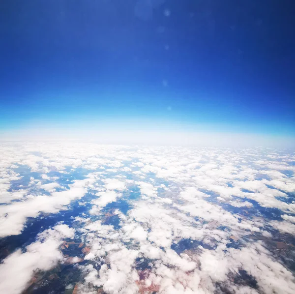 Nuvens Céu Aeronave Como Fundo Muito Agradável — Fotografia de Stock