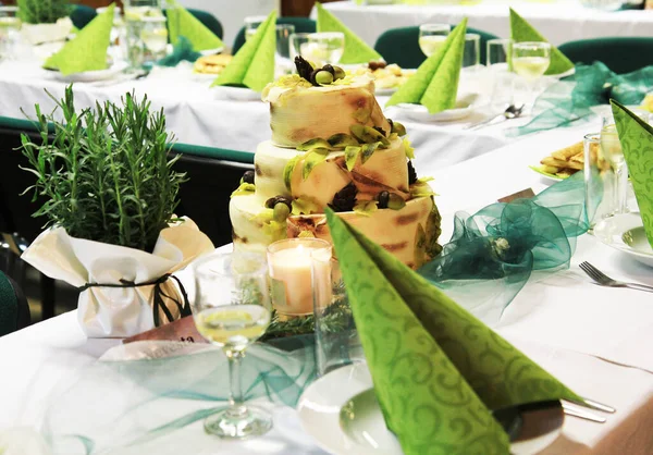 Decoração Mesa Casamento Como Fundo Verde Muito Agradável — Fotografia de Stock