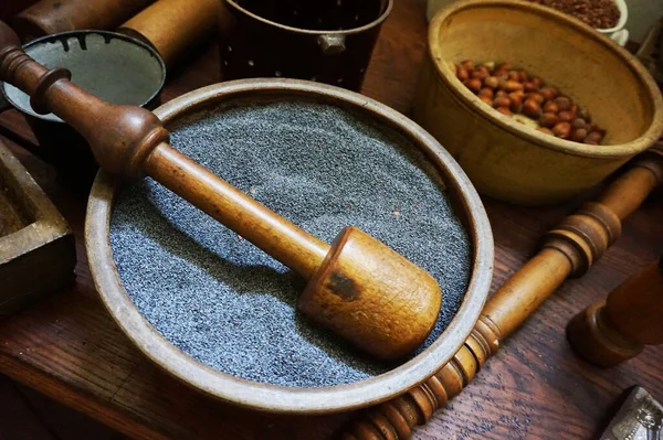 Semente Papoila Cozinha Checa Velha Como Fundo Agradável — Fotografia de Stock