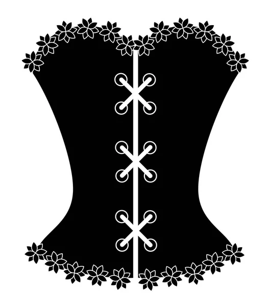Korsettsilhouette auf weißem Hintergrund — Stockvektor