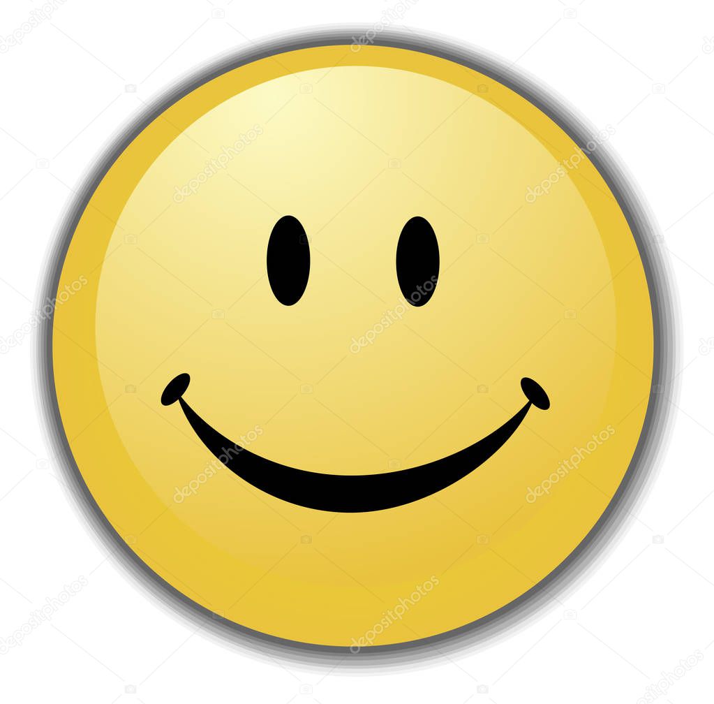 A Happy Smiley Face Button, or Badge, or Icon. Have a nice day! Clean render of a vector eps 10