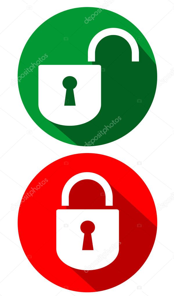 Open and closed padlock