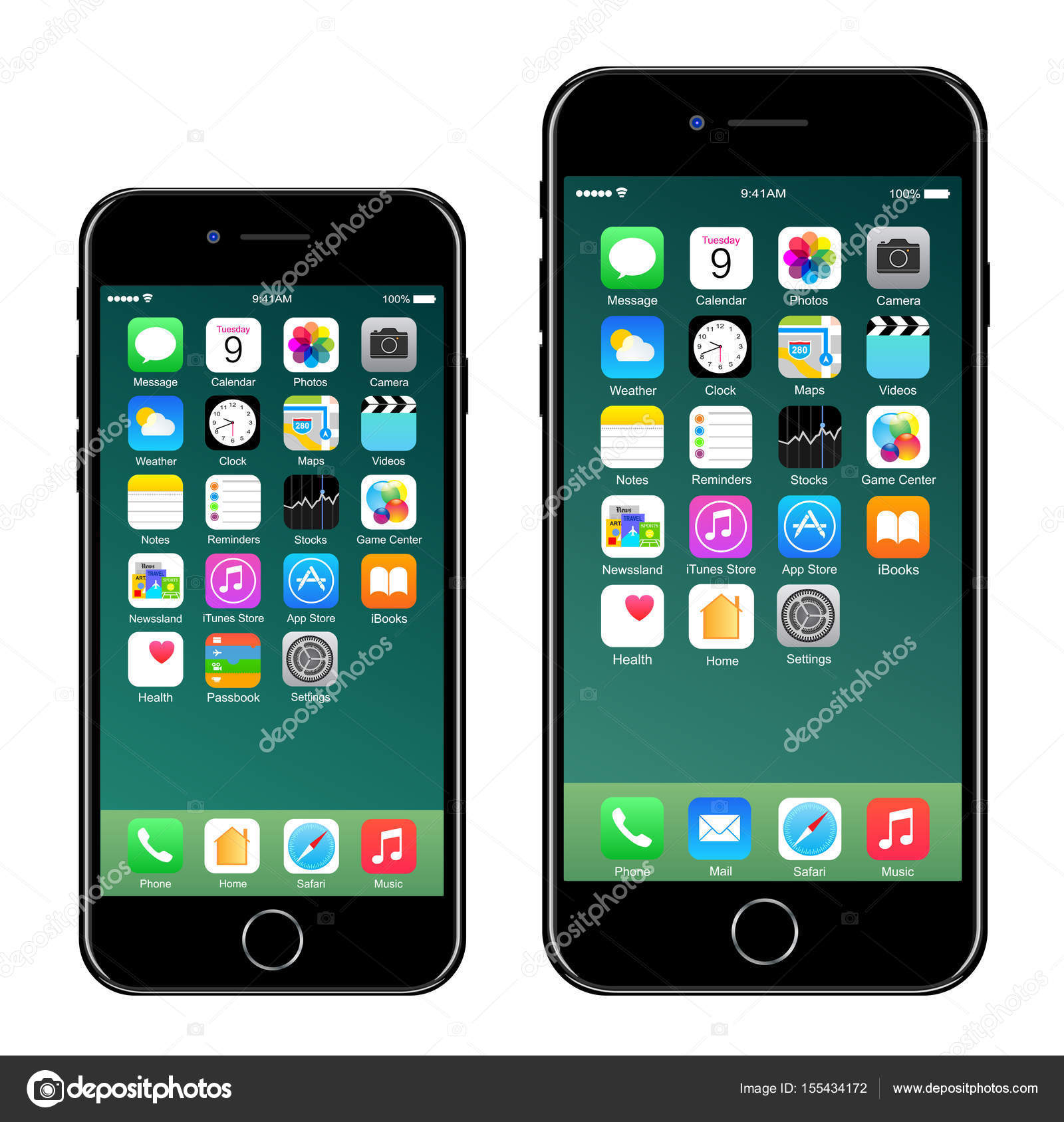 애플 아이폰 7에에서 새로운 검은 현실적인 휴대 전화 스마트폰 스톡 벡터 - ©leonardo255 155434172, image size:970x1024