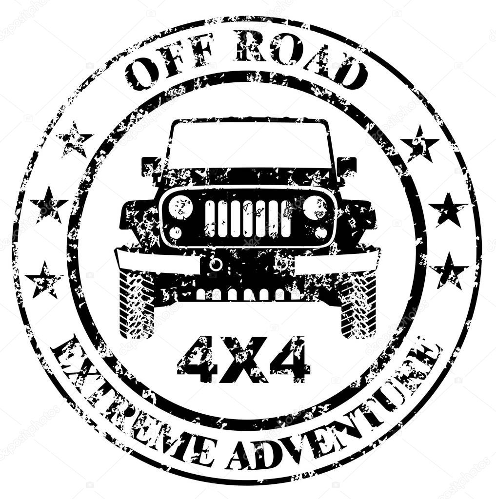 Off-road car stamp grunge