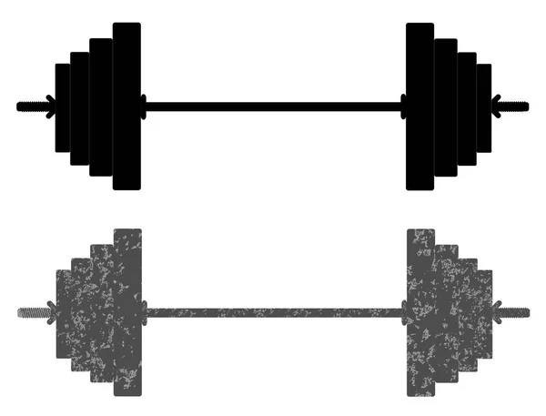 Clásico dumbbell negro y grunge — Vector de stock