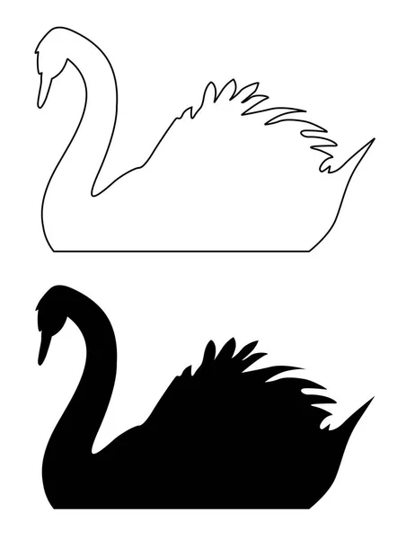 Noir et blanc d'un cygne flottant — Image vectorielle