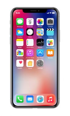 Yeni gerçekçi cep telefonu siyah smartphone içinde Apple iphone X