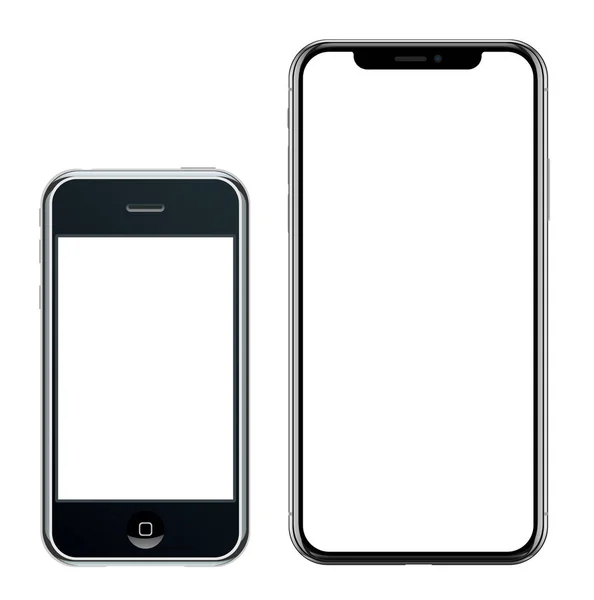 Black smartphone in Apple iPhone and  iPhone X — Stock Vector