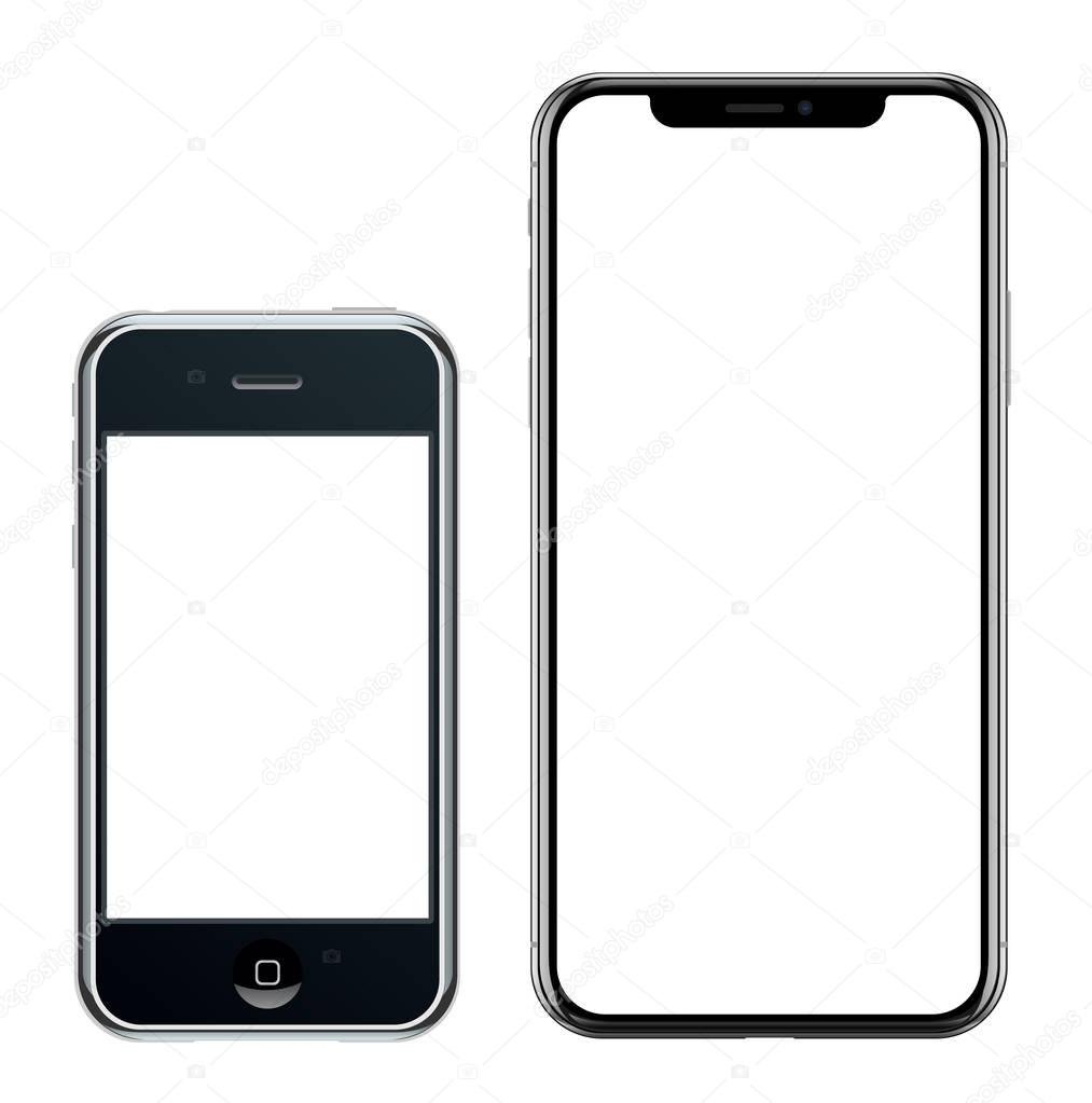 Brand New Realistic Mobile Phone Black Smartphone In Apple Iphone And Iphone X Vector Eps 10 Premium Vector In Adobe Illustrator Ai Ai Format Encapsulated Postscript Eps Eps Format