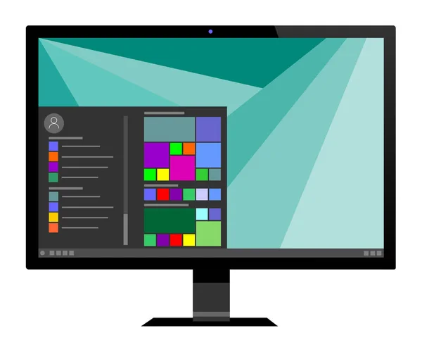 Moderne computermonitor met pictogram op scherm — Stockvector